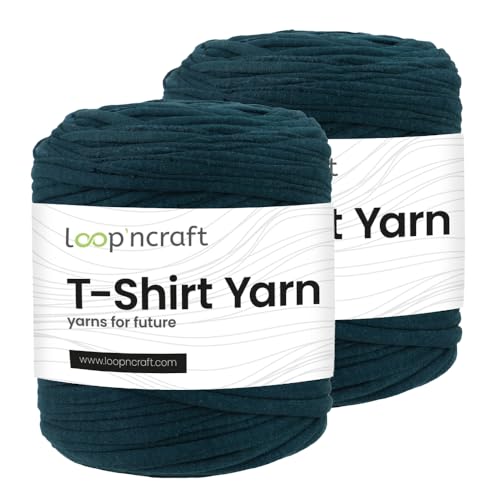 Textilgarn 2er-Set, Pelziges Blau, Loopncraft, 2 X 750g, T-Shirt Yarn, Recyling Garn von Loopncraft