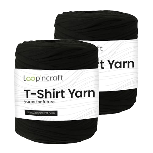 Textilgarn 2er-Set, Waldgrün, Loopncraft, 2 X 750g, T-Shirt Yarn, Recyling Garn von Loopncraft