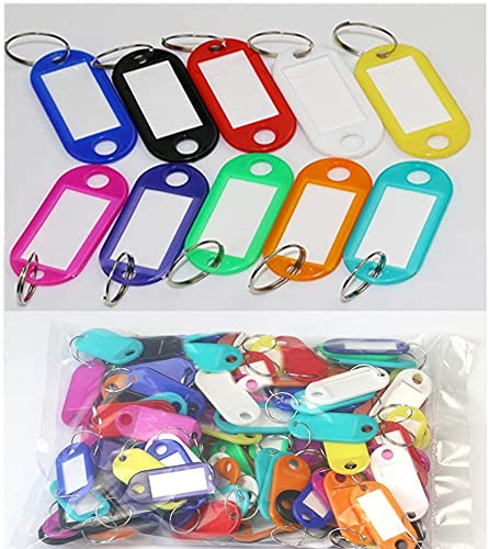120 Schlüsselanhänger,mit austauschbaren Etiketten,für Heimarbeitsplatz-Gepäckanhänger (10 Farben, 5 x 2,2 cm) von Loopunk