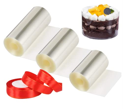 3 Rollen Kuchen halsbänder, Transparent Acetat Folie Kuchen Kragen,für Tortendeko Schokolade Mousse Dessertringe, Kuchen verzieren (8 cm/10 cm/15 cm) von Loopunk