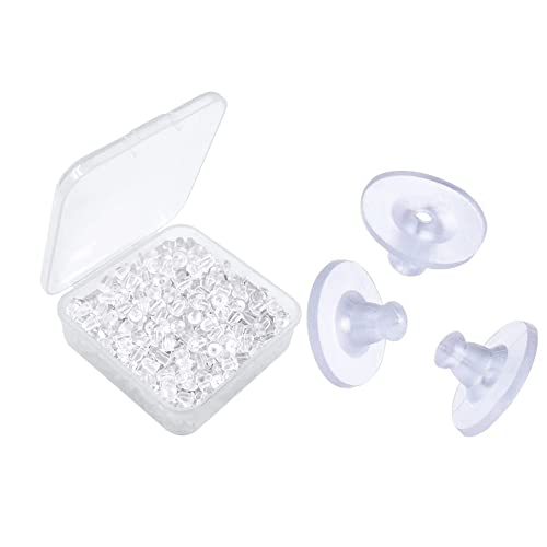 Loopunk 200 Stück Verschlüsse für Ohrringe, Kugelohrringe, Ohrstecker, Silikon, transparent, Gummi, Bullet Clutch Earring Safety Backs, Gummi von Loopunk