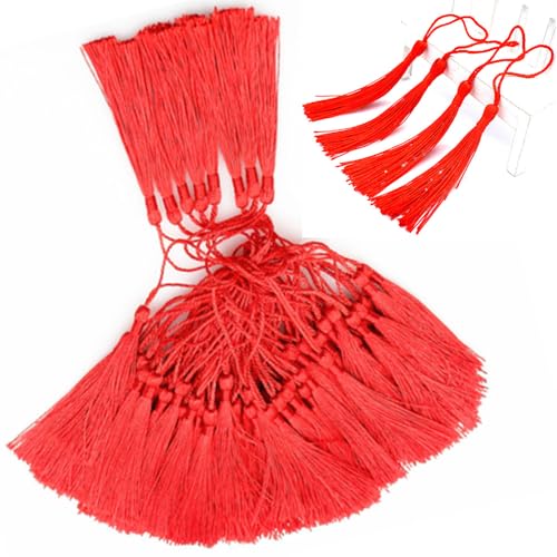 Lesezeichen-Quasten, Mini-Quasten für Dekoration, Quasten, dekoratives Lesezeichen, Quasten mit Kordel für DIY-Lesezeichen, Schlüsselanhänger, 100 Stück Rot, 13 cm Lesezeichen-Quasten, Mini-Quasten für Dekoration, Quasten, dekoratives Lesezeichen, Quasten mit Kordel für DIY-Lesezeichen, Schlüsselanhänger, 100 Stück Rot, 13 cm von Loopunk