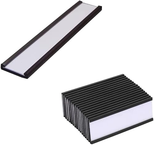Loopunk Magnetischer Etikettenhalter mit transparenten Kunststoff-Schutzfolien für Metallregale, magnetische Etiketten und Etiketten (10 x 4 cm) Schwarz von Loopunk