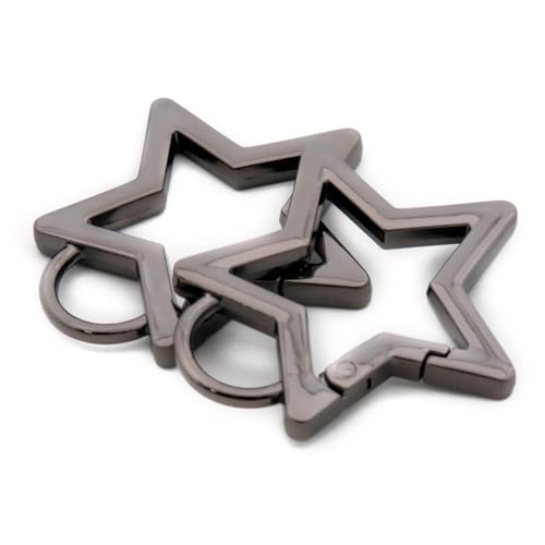 Metall-Sternring-Clips, 10 Stück, Federöffnung, Schlüsselringhalter für Geldbörsenherstellung (Gunmetal) von Loosco