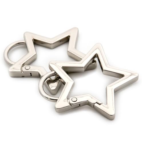 Metall-Sternring-Clips, Federöffnung, Schlüsselringhalter für Geldbörsen, silberfarben, 10 Stück von Loosco