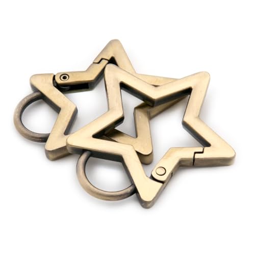 Metall-Sternring-Clips, Federöffnung, Schlüsselringhalter für Geldbörsenherstellung (gebürstetes Messing), 10 Stück von Loosco