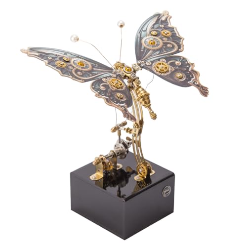 LootPop Mechanisches dynamisches 3D-Schmetterlingsmodell zum Selbermachen, Metall-Montagemodell mit Spieluhr, Erwachsenen-Metallgetriebe-Baumodell, DIY-Geschenke für Erwachsene und Jugendliche, 300 + von LootPop