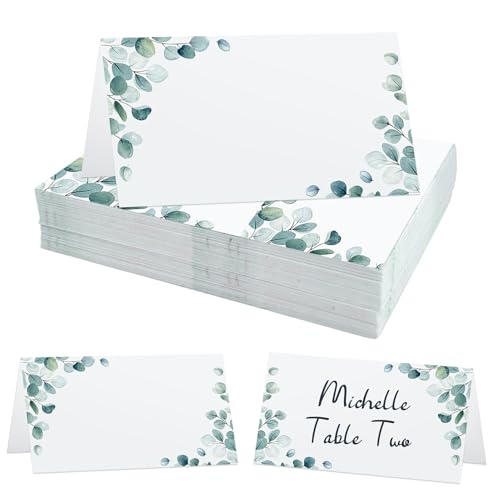 40 Stück Tischkarten Hochzeit, Platzkarten Hochzeit Eukalyptus, Elegantes Design Sitzplatzkarten Tischdekoration Namenskarten Tischkarten Eukalyptus Hochzeitseinladungskarten Platzkarten von Loovisse