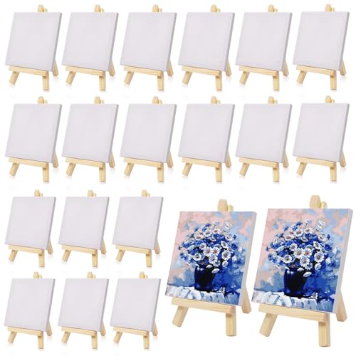 Loppdece 20 Stück Mini Leinwand mit Staffelei, 10 x 10 cm Mini Leinwände, 8 x 15 cm Staffelei Holz, Kleine Leinwände Tischstaffelei Ständer Für Malerei Zeichnen Tisch Deko Und Basteln Loppdece 20 Stück Mini Leinwand mit Staffelei, 10 x 10 cm Mini Leinwände, 8 x 15 cm Staffelei Holz, Kleine Leinwände Tischstaffelei Ständer Für Malerei Zeichnen Tisch Deko Und Basteln von Loppdece
