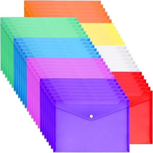 Loppdece 40 Stück Dokumententasche A4, 33,2 x 23,7 cm Transparent Dokumentenmappe mit Klettverschluss und Etikettentasche, Wasserdicht Sammelmappen für Schule Zuhause Arbeit Büro, 8 Farben Loppdece 40 Stück Dokumententasche A4, 33,2 x 23,7 cm Transparent Dokumentenmappe mit Klettverschluss und Etikettentasche, Wasserdicht Sammelmappen für Schule Zuhause Arbeit Büro, 8 Farben von Loppdece