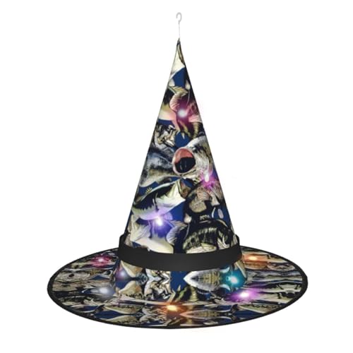 Hexenhut mit Fischmuster, Halloween-Hexenhüte mit LED-Licht, Cosplay, Party-Dekoration von Loppott