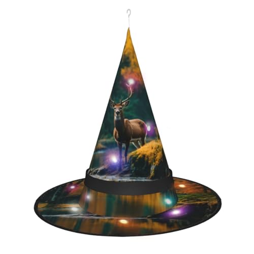 Hexenhut mit Hirschbär, Elch, Halloween-Hexenhut mit LED-Licht, Cosplay, Party-Dekoration von Loppott