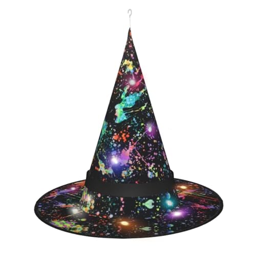 Hexenhut mit buntem Standarddruck, Halloween-Hexenhut mit LED-Licht, Cosplay-Party-Dekoration von Loppott