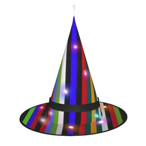 Hexenhut mit bunten Streifen, Halloween-Hexenhüte mit LED-Licht, Cosplay-Party-Dekoration von Loppott
