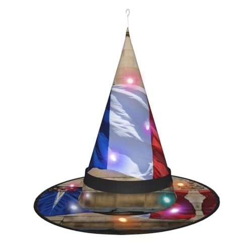 Hexenhut mit französischer Flagge, Halloween-Hexenhüte mit LED-Licht, Cosplay-Party-Dekoration von Loppott