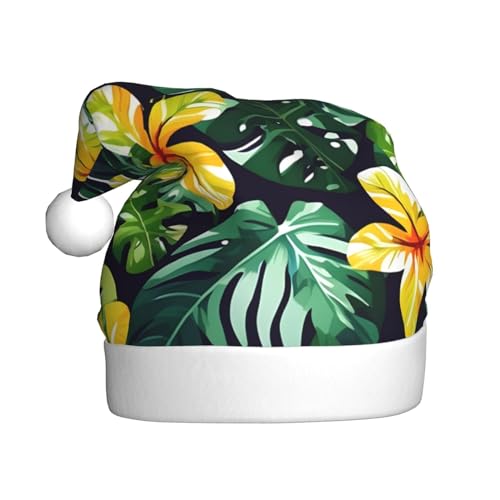 Loppott Hawaiianische Weihnachtsmütze mit tropischen Blättern und Blumen, für Erwachsene, Weihnachtsmütze für Weihnachten, Neujahr, Feiertage von Loppott