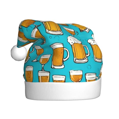 Loppott Weihnachtsmütze mit Bierblasen-Aufdruck, für Erwachsene, Weihnachtsmützen für Weihnachten, Neujahr, Feiertage von Loppott