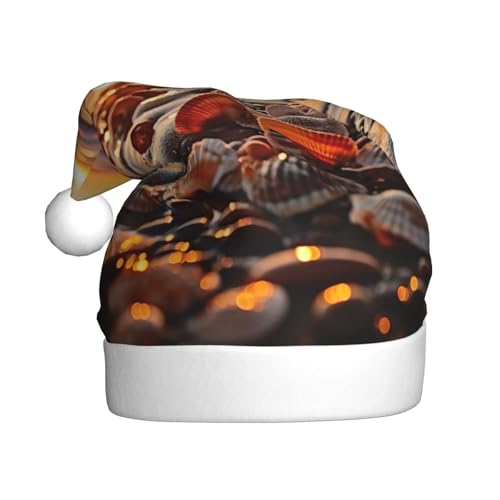 Loppott Weihnachtsmütze mit Meeres- und Muschel-Aufdruck für Erwachsene, Weihnachtsmützen für Weihnachten, Neujahr, Feiertage von Loppott