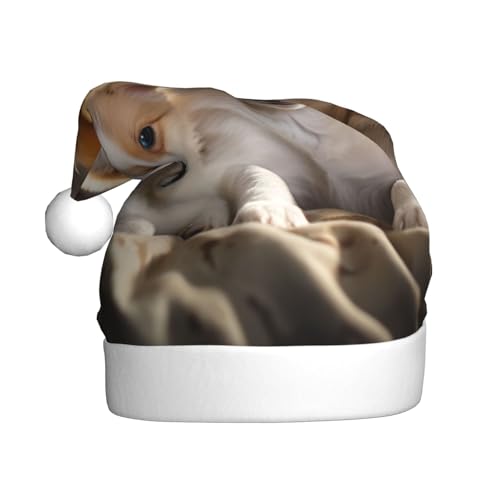 Loppott Weihnachtsmütze mit Omeranians-Welpen-Aufdruck für Erwachsene, Weihnachtsmützen für Weihnachten, Neujahr, Feiertagsparty Loppott Weihnachtsmütze mit Omeranians-Welpen-Aufdruck für Erwachsene, Weihnachtsmützen für Weihnachten, Neujahr, Feiertagsparty von Loppott