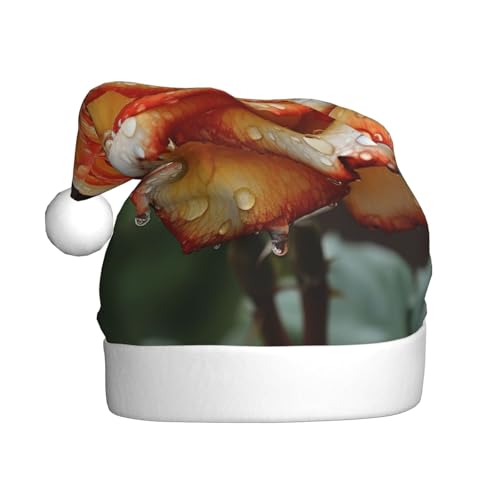 Loppott Weihnachtsmütze mit Rosen-Blumendruck für Erwachsene, Weihnachtsmütze für Weihnachten, Neujahr, Feiertage von Loppott