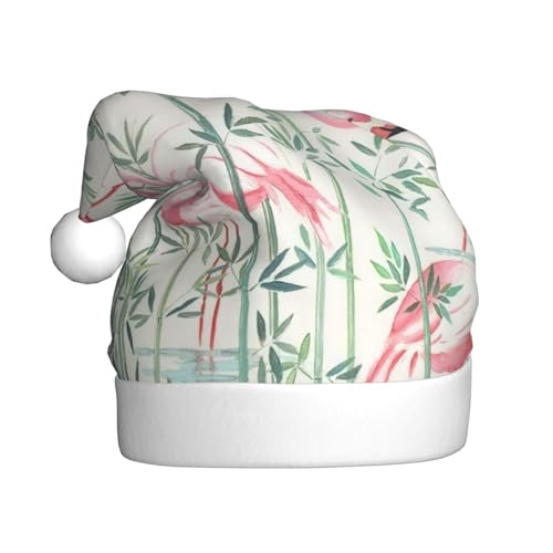 Loppott Weihnachtsmütze mit floralem Flamingo-Aufdruck für Erwachsene, Weihnachtsmützen für Weihnachten, Neujahr, Feiertage von Loppott