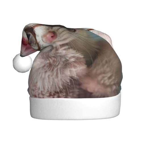 Loppott Weihnachtsmütze mit französischem Frettchen-Motiv, für Erwachsene, Weihnachtsmützen für Weihnachten, Neujahr, Feiertage von Loppott