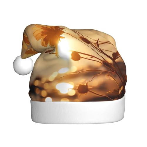 Loppott Weihnachtsmütze mit goldenem Blumendruck für Erwachsene, Weihnachtsmützen für Weihnachten, Neujahr, Feiertage von Loppott
