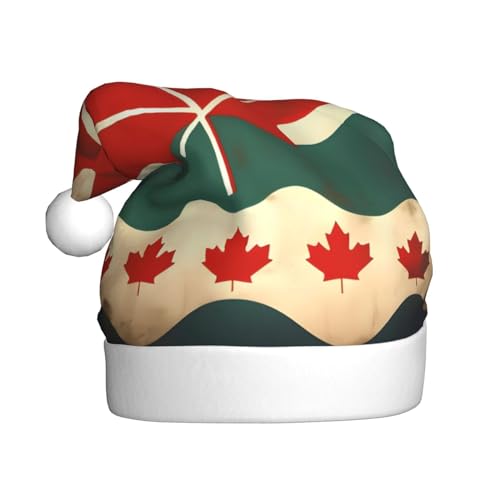 Loppott Weihnachtsmütze mit kanadischer Flagge im Retro-Stil für Erwachsene, Weihnachtsmützen für Weihnachten, Neujahr, Feiertage von Loppott