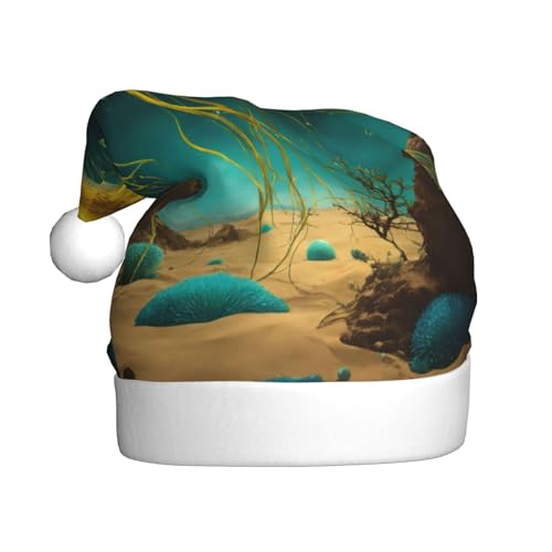 Loppott Weihnachtsmütze mit magischem Pilzaufdruck, für Erwachsene, Weihnachtsmützen für Weihnachten, Neujahr, Feiertage von Loppott