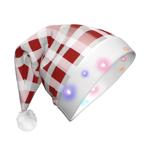 Loppott Weihnachtsmütze mit rotem Karomuster und weißen Quadraten, weicher Plüsch, Weihnachtsmütze für Erwachsene, Weihnachten, Neujahr, festliches Partyzubehör Loppott Weihnachtsmütze mit rotem Karomuster und weißen Quadraten, weicher Plüsch, Weihnachtsmütze für Erwachsene, Weihnachten, Neujahr, festliches Partyzubehör von Loppott