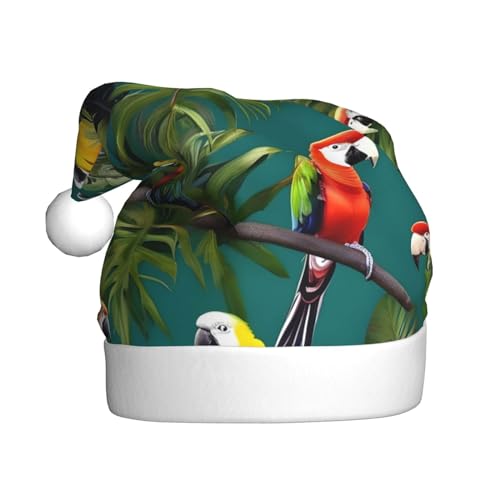 Loppott Weihnachtsmütze mit tropischen Pflanzen und Papageien, für Erwachsene, Weihnachtsmützen für Weihnachten, Neujahr, Feiertage Loppott Weihnachtsmütze mit tropischen Pflanzen und Papageien, für Erwachsene, Weihnachtsmützen für Weihnachten, Neujahr, Feiertage von Loppott