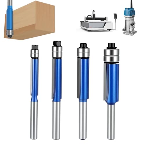 Biaxial Trimmen Werkzeug, 4 Stück Trim Router Bit Schaft 1/4 " Schaft, Schaft bündig Trim Router Bit Set, Schneidwerkzeuge für Holzbearbeitung Schnittdurchmesser 1/4 ", 5/16", 3/8 ", 1/2" von Lopreg