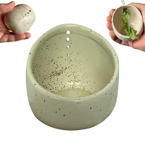 Kräuterabstreifer, Keramik Kräuter Abisolierschale, 4 Hole Pottery Herb Stripper, Handgefertigte Kleine Keramik Stripper Schüssel, Küchen Werkzeuge zum Entfernen von Blättern (Stelle) von Lopreg