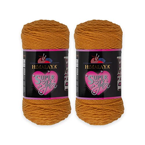 2 Knäuel Himalaya superweiches Garn, 100 % Acryl, insgesamt 400 g: je Knäuel 200 g, 328 m lang, Garngewicht: 4: Kammgarn, Senf 80847 von Loren