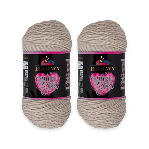 2 Knäuel Himalaya superweiches Garn, 100 % Acryl, insgesamt 400 g: je Knäuel 200 g, 328 m lang, Garngewicht: 4: Kammgarn, Beige 80821 von Loren