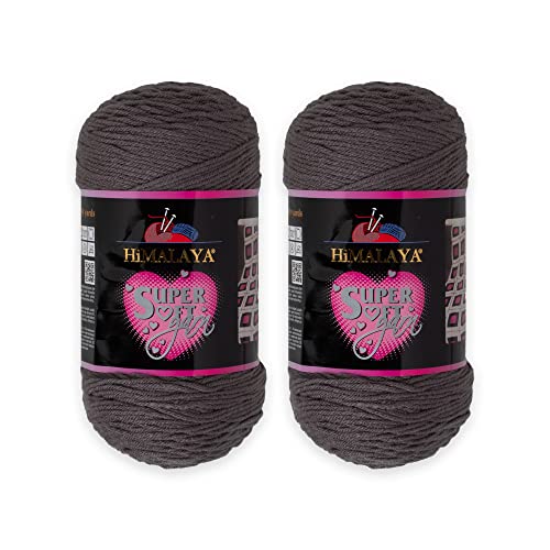 2 Knäuel Himalaya superweiches Garn, 100 % Acryl, insgesamt 400 g: je Knäuel 200 g, 328 m lang, Garngewicht: 4: Kammgarn, Grau 80813 von Loren