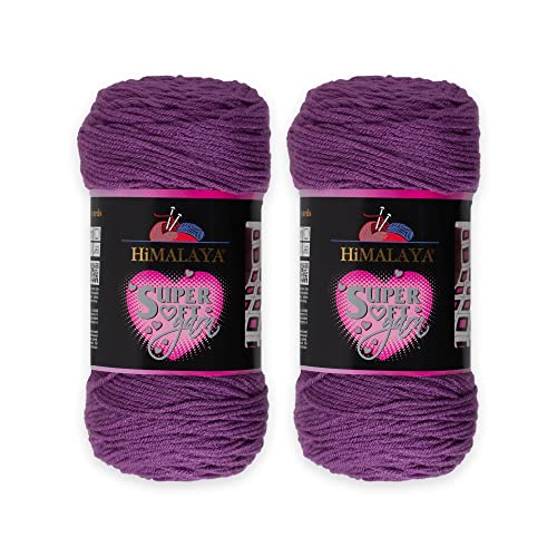 Himalaya-Garn, superweich, 2 Knäuel, 100 % Acryl, insgesamt 400 g. Jeder Strang 200 g, 328 m lang, Garngewicht: 4: Kammgarn, Violett 80839 von Loren