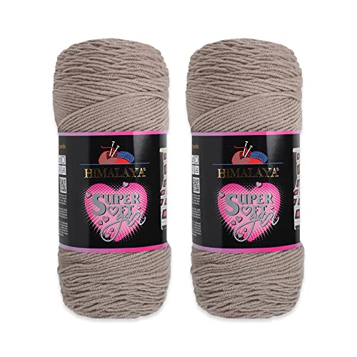 2 Knäuel Himalaya superweiches Garn, 100 % Acryl, insgesamt 400 g: je Knäuel 200 g, 328 m lang, Garngewicht: 4: Kammgarn (Nerz 80819) von Loren