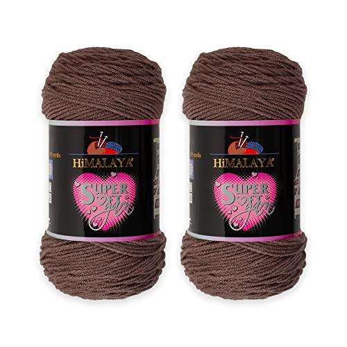 2 Knäuel Himalaya superweiches Garn, 100 % Acryl, insgesamt 400 g: je Knäuel 200 g, 328 m lang, Garngewicht: 4: Kammgarn, Braun 80818 von Loren
