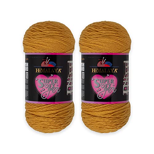 2 Knäuel Himalaya superweiches Garn, 100 % Acryl, insgesamt 400 g: je Knäuel 200 g, 328 m lang, Garngewicht: 4: Kammgarn, Senf 80825 von Loren