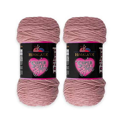 Himalaya-Garn, superweich, 2 Knäuel, 100 % Acryl, insgesamt 400 g. Jeder Knäuel 200 g, 328 m lang, Garngewicht: 4: Kammgarn, 80822 (Dusty Rose 80822) von Loren