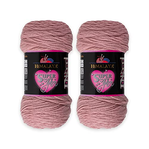 Himalaya-Garn, superweich, 2 Knäuel, 100 % Acryl, insgesamt 400 Gramm, je Knäuel 200 Gramm, 328 Meter lang, Garngewicht: 4: Worsted-Aran (Dusty Rose 80822) von Loren