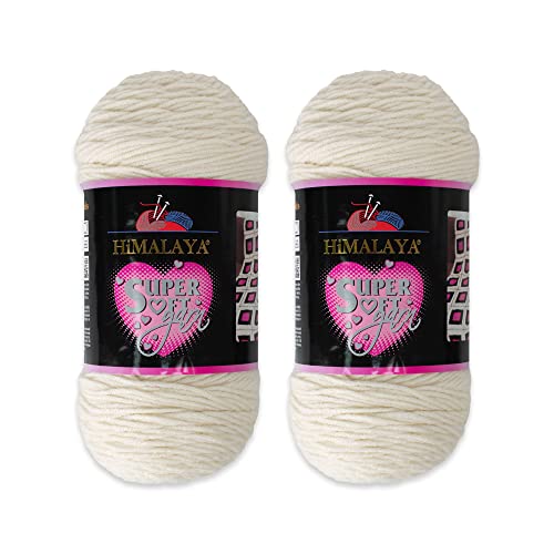 Himalaya Superweiches Garn, 2 Knäuel, 100 % Acryl, insgesamt 400 Gramm, je Knäuel 200 Gramm, 328 Meter lang, Garngewicht: 4: Worsted-Aran (Cream 80837) von Loren