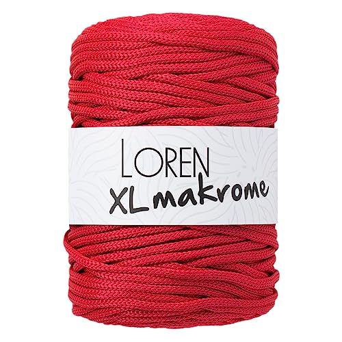 Loren XL Makrome Cord Garn, 100% Polypropylen, 500 g, 109 Yrds (100 m), Garngewicht 7: Jumbo 1 ball Red R048 von Loren