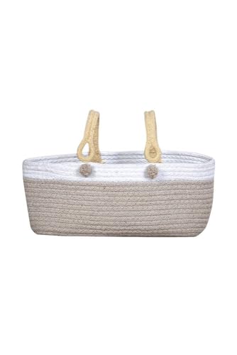 Lorena Canals Aufbewahrungskorb Maria Hellgrau, Weiß, Vanilla -100% natürliche Baumwolle/füllung: 100% Polyester - 25x12 cm von Lorena Canals