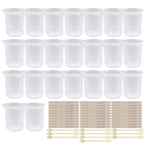 23 Stück 100ml Messbecher, Kunststoff-Harz-Mischbecher mit Mischstäbchen, wiederverwendbare klare kleine Messbecher für Flüssigkeiten Farbe Epoxidharz Gießen abgestufte Becher 23 Stück 100ml Messbecher, Kunststoff-Harz-Mischbecher mit Mischstäbchen, wiederverwendbare klare kleine Messbecher für Flüssigkeiten Farbe Epoxidharz Gießen abgestufte Becher von Lorigun
