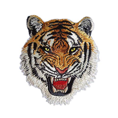 2 stücke diy tiger aufbügeln patch gestickte applikationen kleidung patches kleidung nähen stickerei prozess von Lorigun