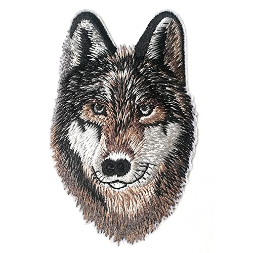 Lorigun 2 stücke DIY wolfskopf aufbügeln Patch gestickte Applikationen Kleidung Patches Kleidung nähen Stickerei prozess von Lorigun