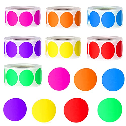 Loscrew 3500 Stück (7 Rollen) Abnehmbarer Farbcode Dot Sticker Circle Dots Sticker Round Label Kit für Büro, Dekoration oder Heimwerken von Loscrew