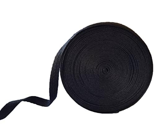 Baumwoll-Twill-Klebeband, 9,1 m, Fischgrätenmuster, weiches Stoff-Gurtband, Schrägband zum Nähen, Binden, Geschenkverpacken, DIY, Stoff, Nähzubehör (1,27 cm, schwarz) von Losita
